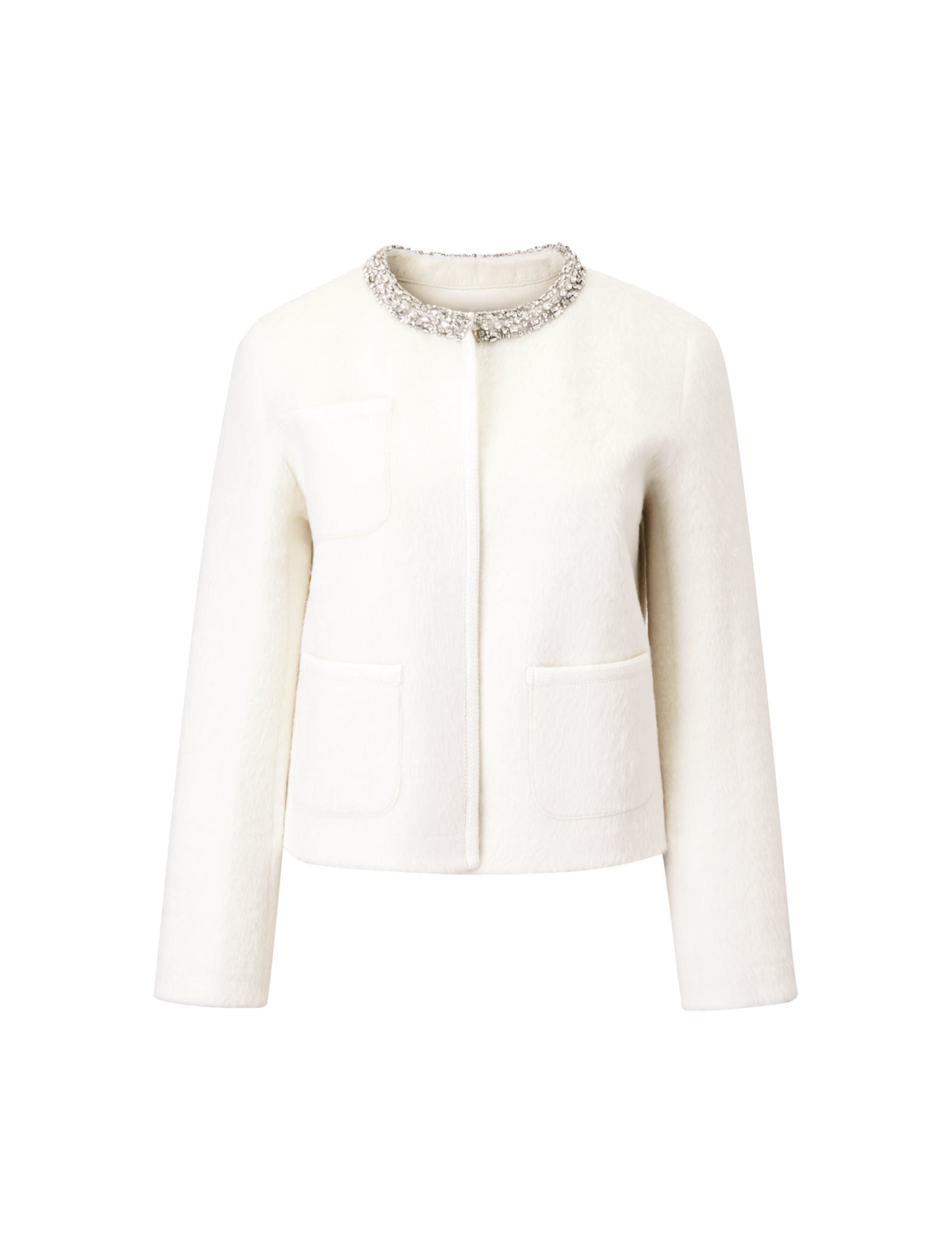 White Embellished Collar Jacket