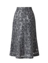Floral Lace Flared Hem Midi Skirt
