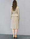 Champagne Textured Midi Pencil Skirt