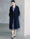 Abstract Floral Print Belted Long Sleeve Midi Dress