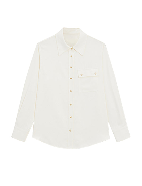 Satin Pocket Detail Button-Down Shirt