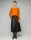 Wool Blend Floral Applique Boatneck Relaxed Sweater