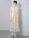 Wave Lace Boat Neck Belted Pleated Midi Dress
