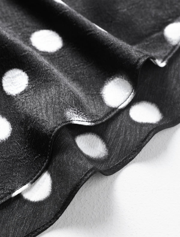 Black Polka Dot Long Sleeve Midi Dress