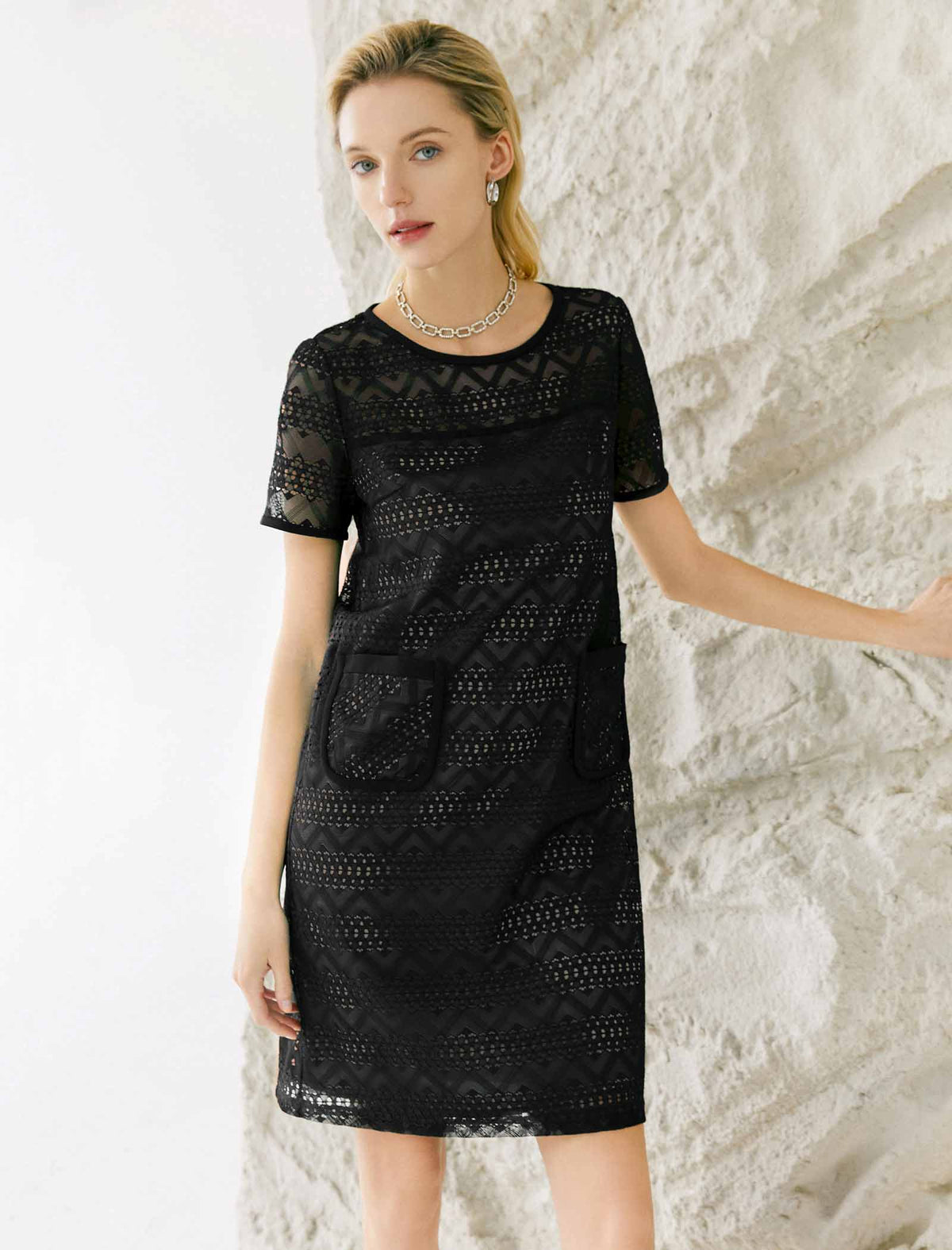Lace Shift Above Knee Dress