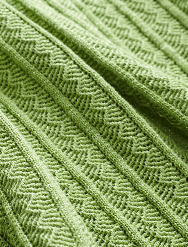 Ribbed Pattern Long Sleeve Knit Top