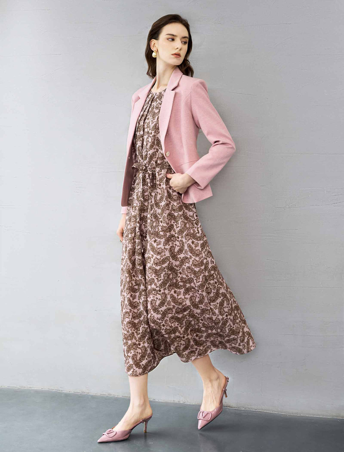 Single Button Textured Cropped Blazer