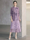 Floral Print Ruffle Neck Long Sleeve Midi Dress
