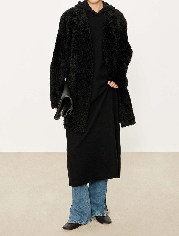 Oversized 100%Wool Hooded Midi Dress