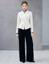 Wool Blend Stand-Collar Zip-Front Peplum Jacket