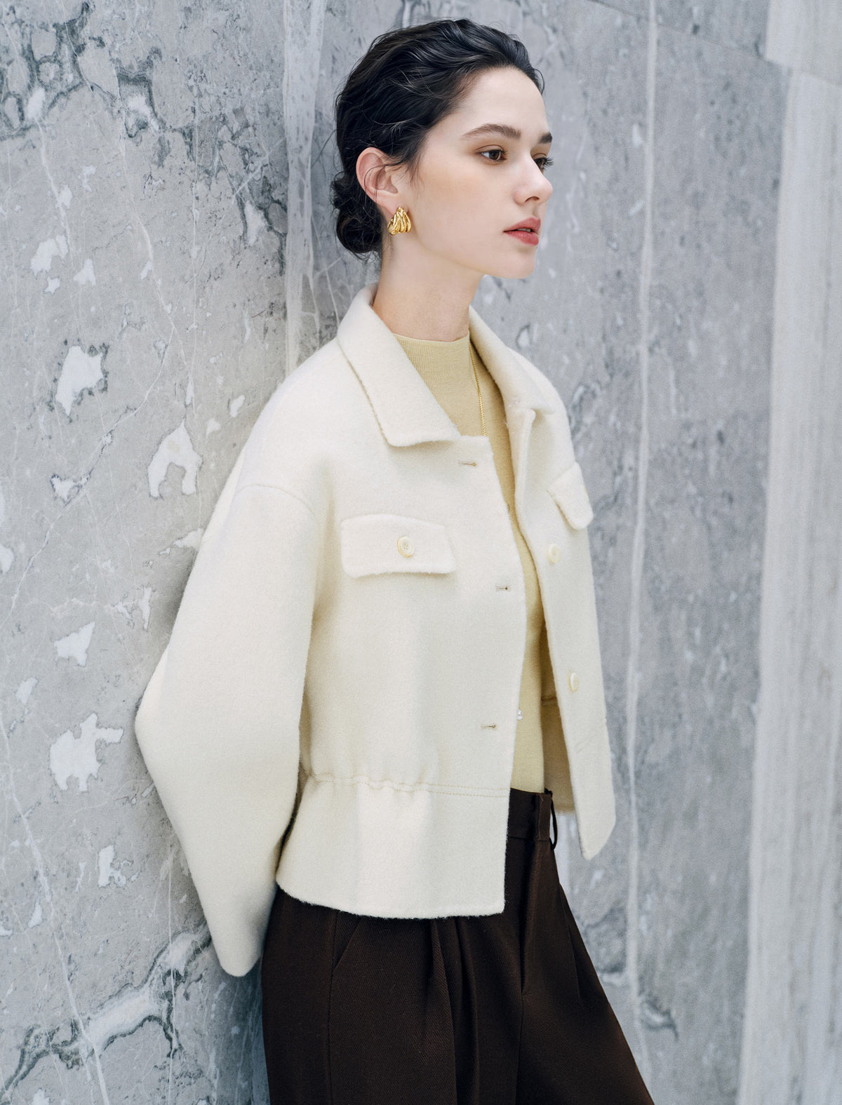 Detachable Collar Utility Cropped Jacket