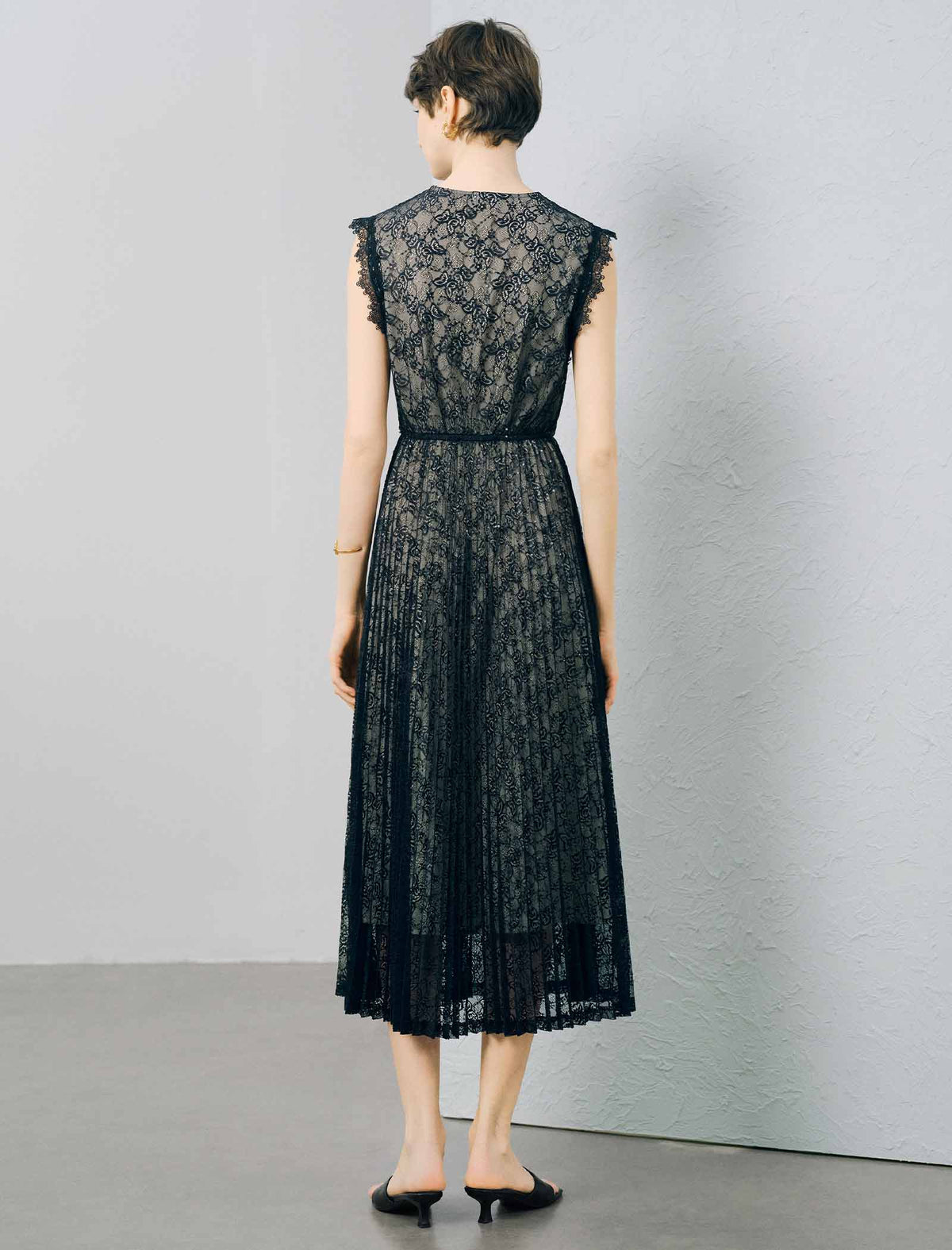 Black Lace Mesh Sheath Dress