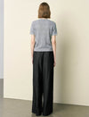 Beaded Open-Knit Short Sleeve Knit Top
