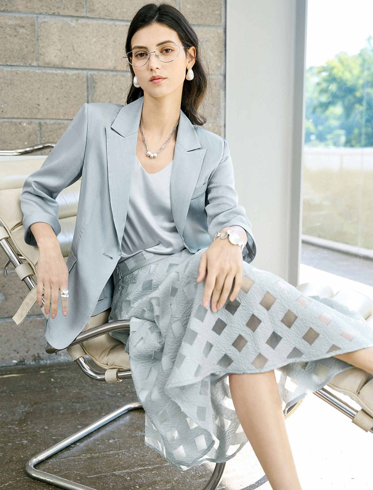 Geometric Cutout Maxi Skirt