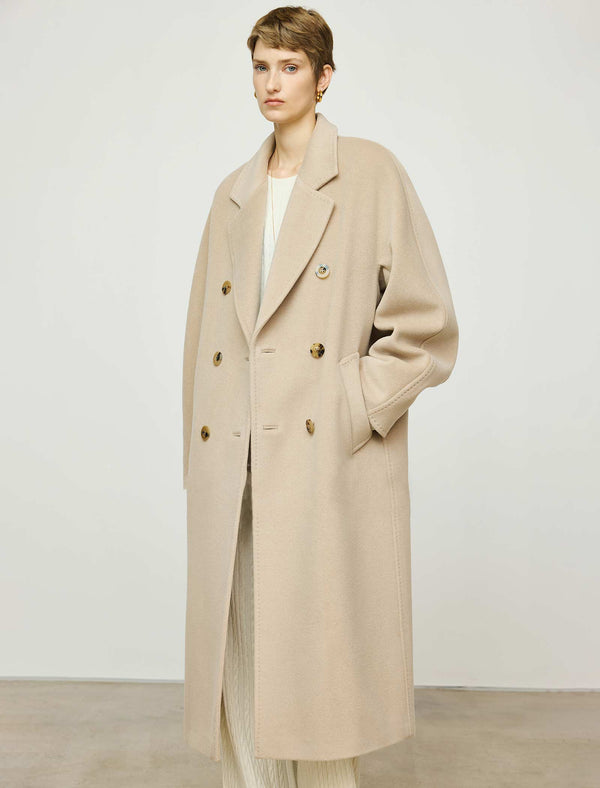 Wool-Cashmere Blend Double-Breasted Maxi Coat