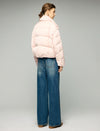 Textured Stand-Collar Zip-Front Cropped Puffer Jacket