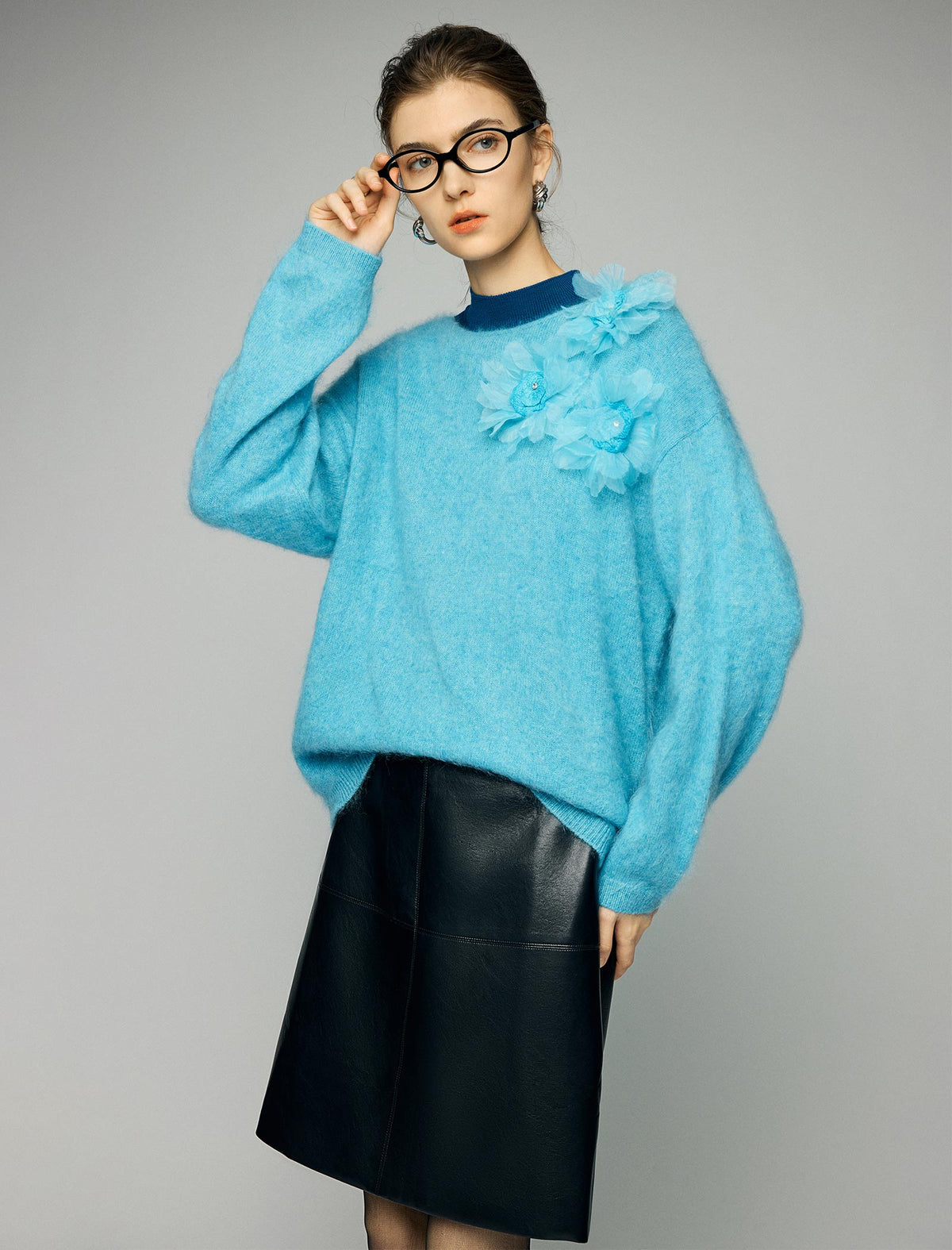 Panel-Seam High-Waist A-Line Midi Skirt