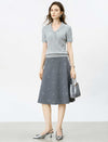 Cable Knit Short-Sleeve Polo Top