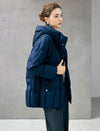 Hooded Seamless-Quilted Zip-Front Mid-Length Puffer Coat