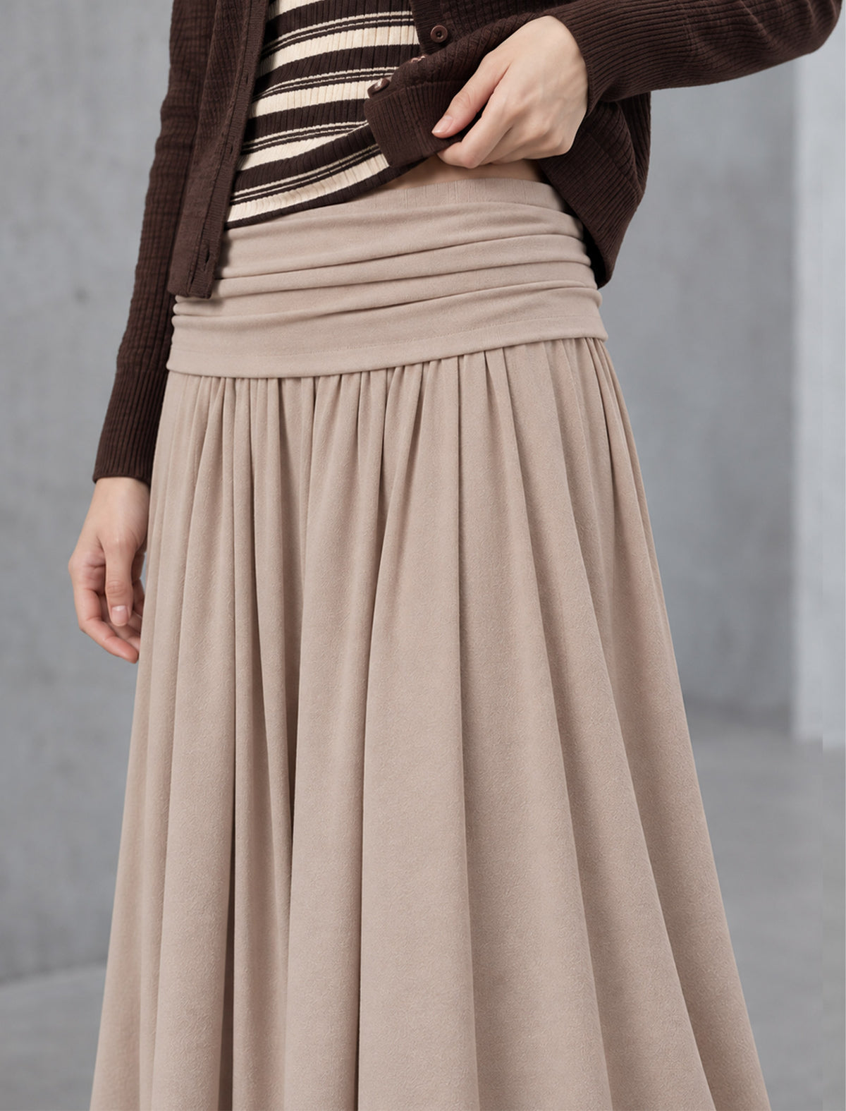 Ruched Waist Gathered A Line Maxi Skirt
