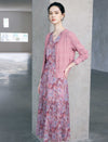 Elastic Waist Floral Chiffon Dress