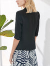 Black Three-Quarter Sleeve Single Button Blazer