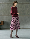 Butterfly Print Pleated Midi Skirt