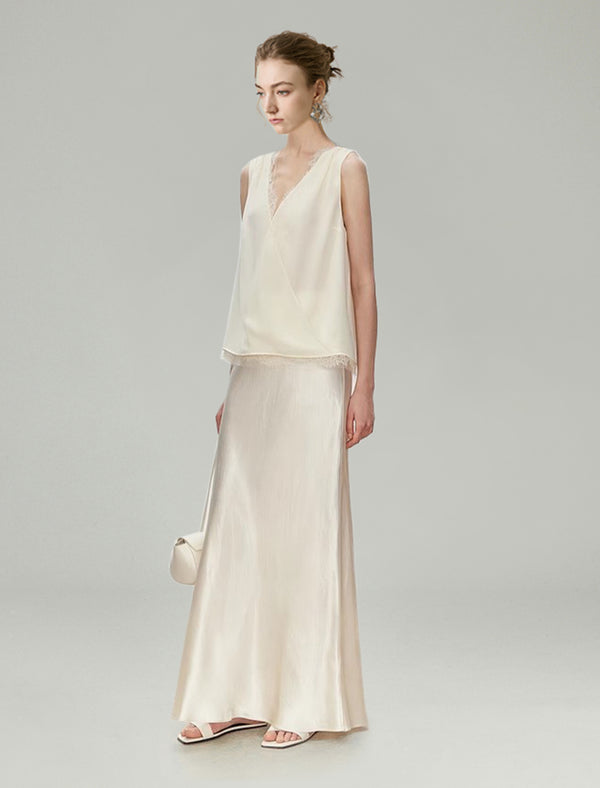 Lace Trim V-Neck Sleeveless Top