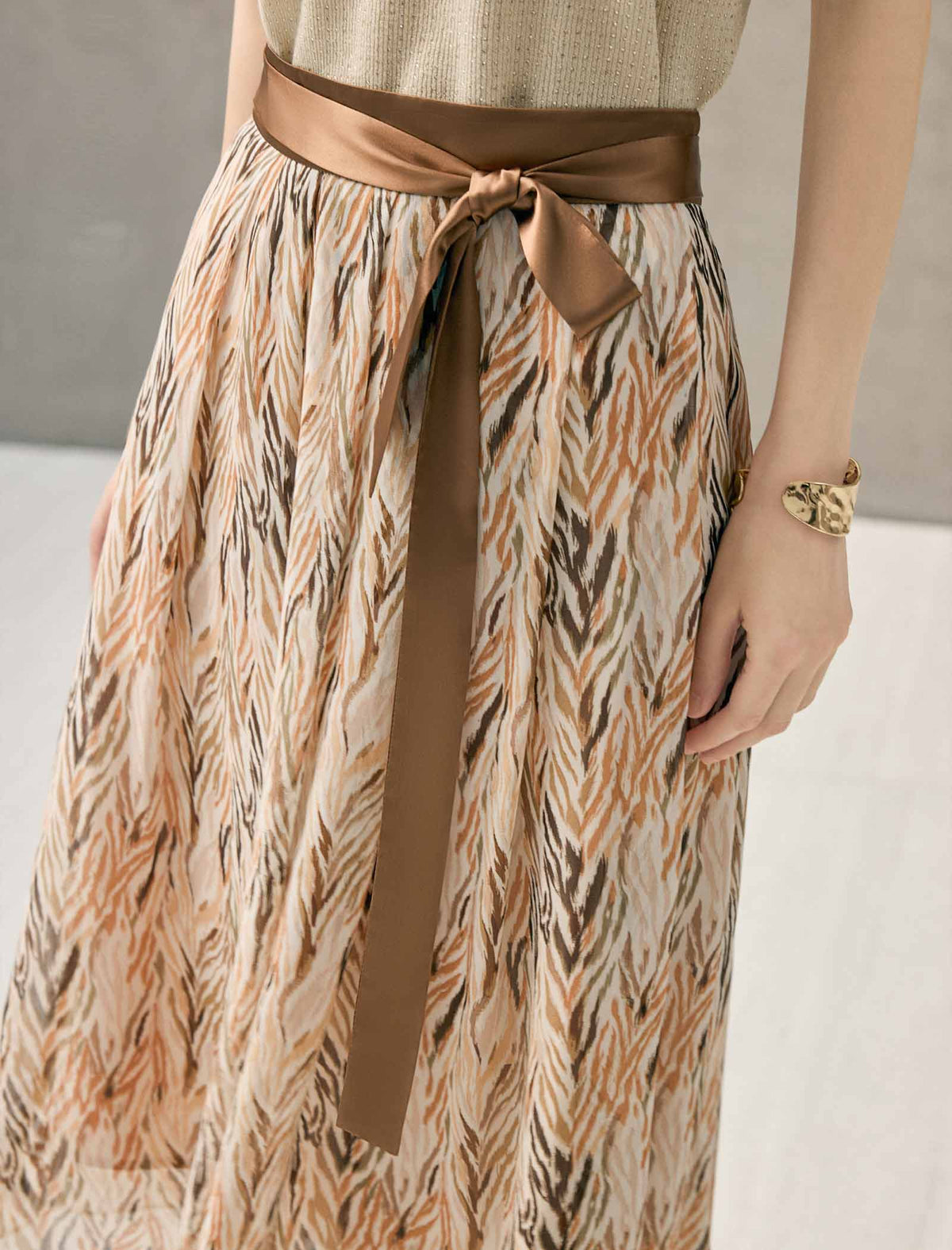 Floral Print High Waist A-Line Midi Skirt