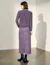 Pearl‑Trim Ruffle Neck Wool Blend Sweater