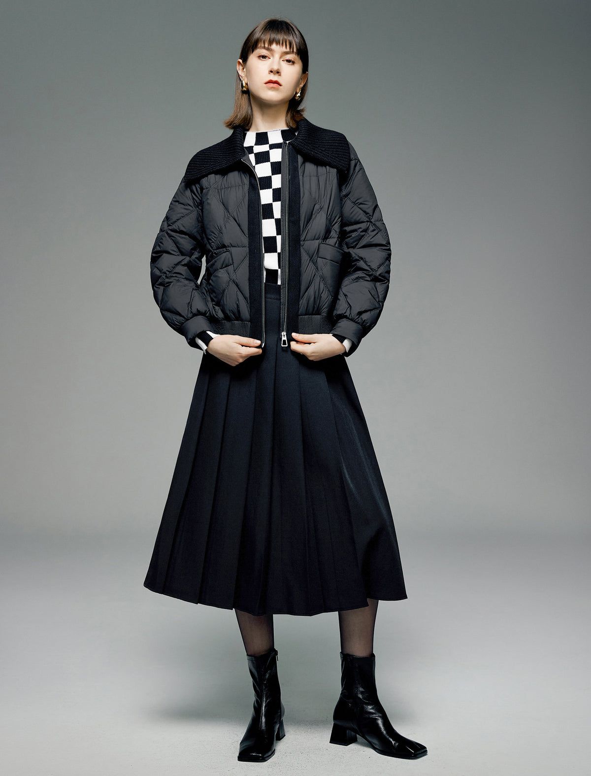Pleated A-Line Midi Skirt