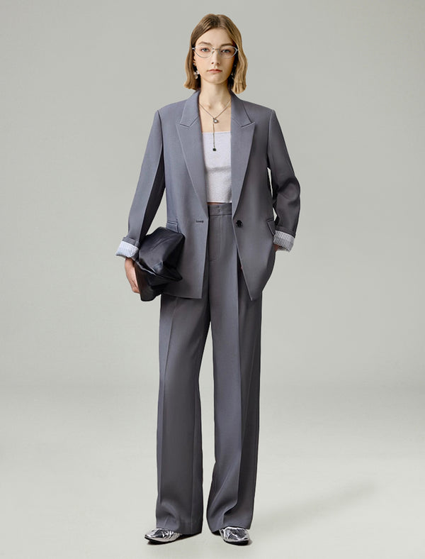 One Button Relaxed Fit Blazer