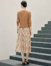 Floral Print High Waist A-Line Midi Skirt