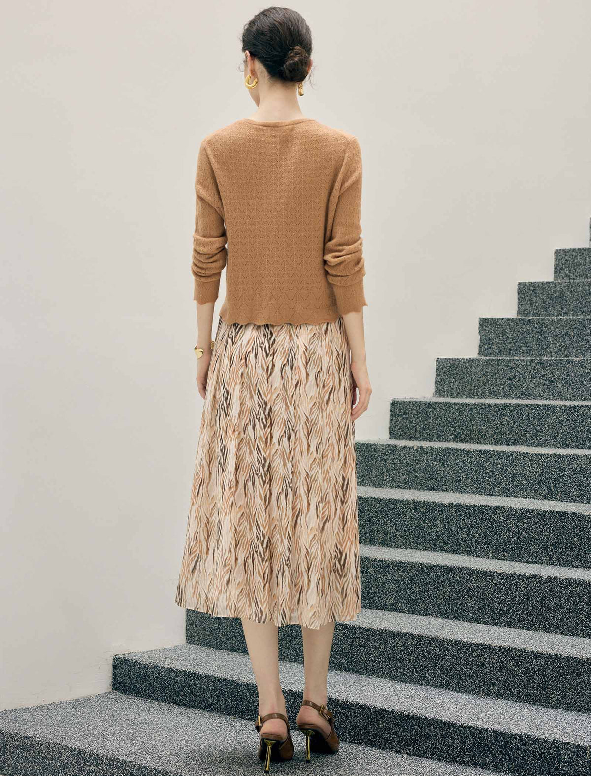 Floral Print High Waist A-Line Midi Skirt