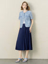 Pearl Trim Short Sleeve Lace Jacket Top