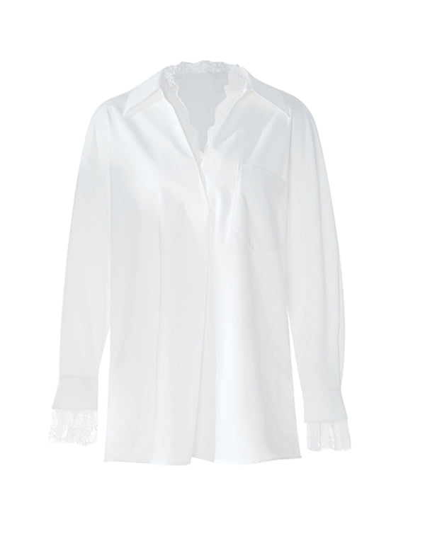 Lace Detail V-Neck Blouse