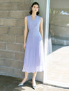 V-Neck Pleated Midi Dress