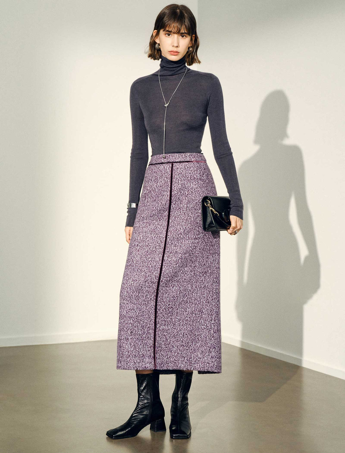 100% Wool Turtleneck Slim-Fit Knit Top