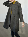 Wool Blend Collared Double-Breasted Pocket Coat