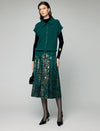 Metallic Floral High-Waist A-Line Midi Skirt