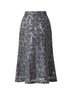 Floral Lace Flared Hem Midi Skirt