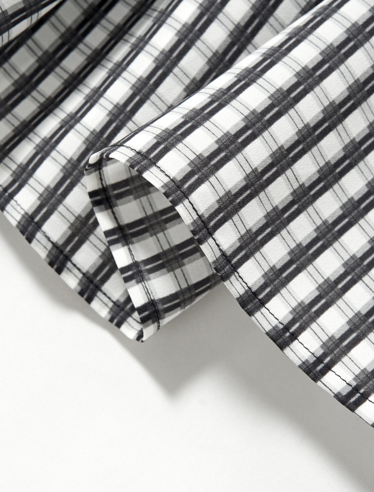 Chiffon Checkered Ruffle Detail Blouse