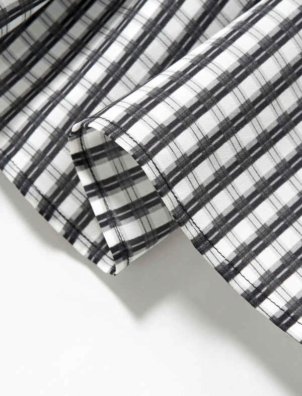 Chiffon Checkered Ruffle Detail Blouse