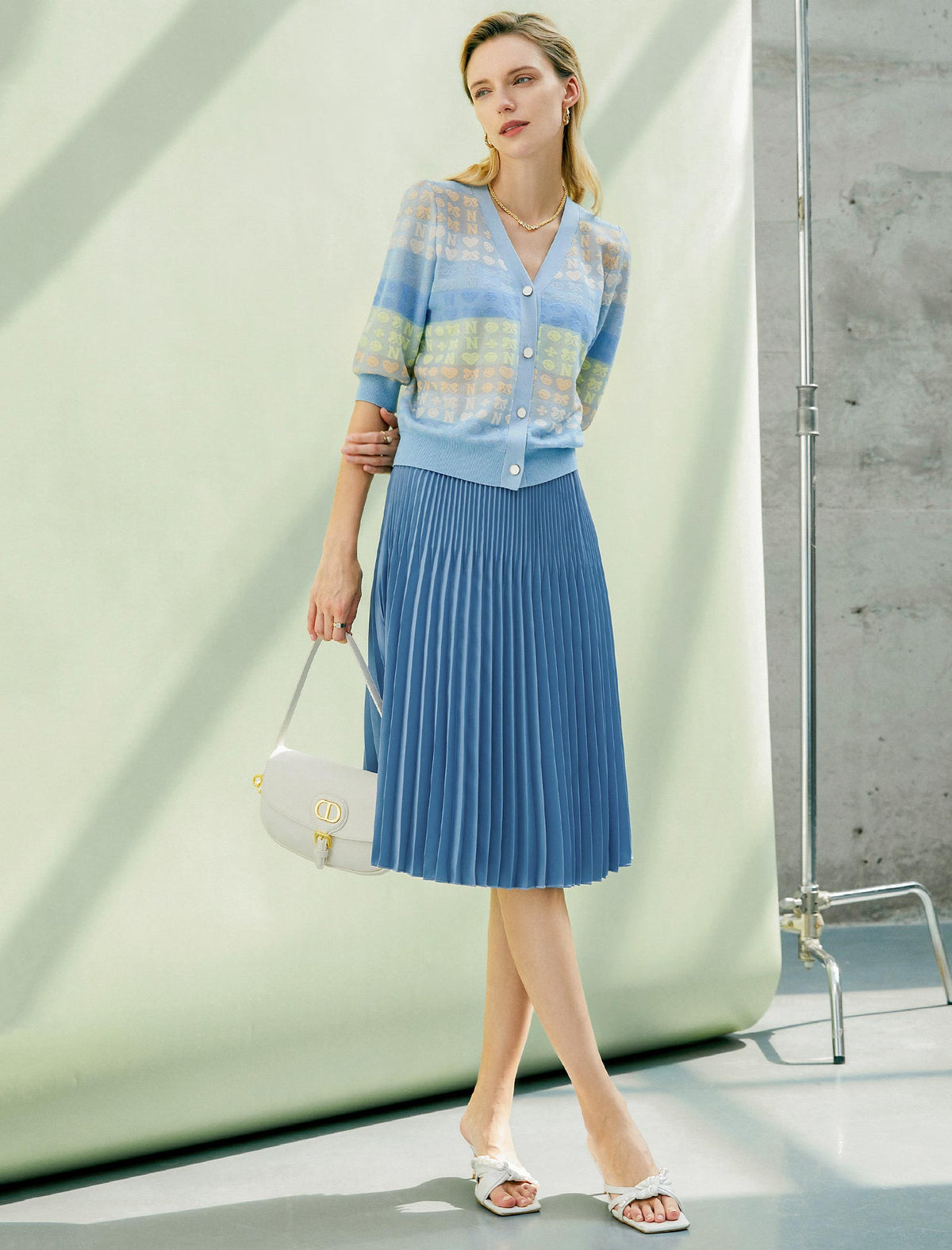 Solid Color Pleated A-Line Skirt