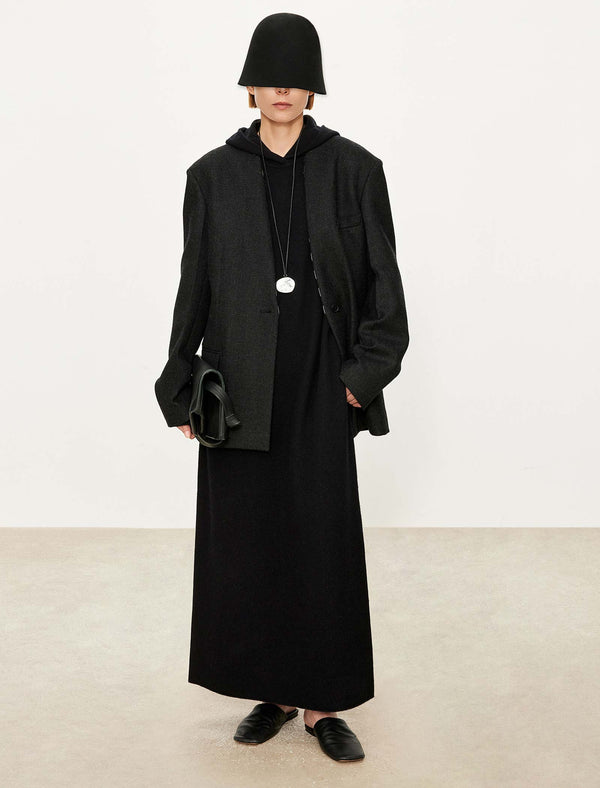 Oversized 100%Wool Hooded Midi Dress