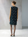 Beaded Neck 3D Floral Sleeveless Shift Dress