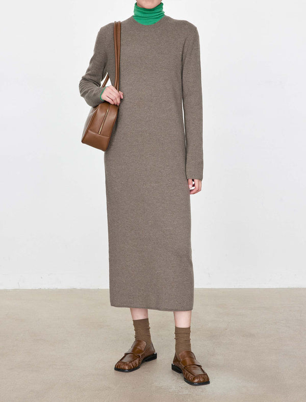100% Wool Crew Neck Maxi Dress