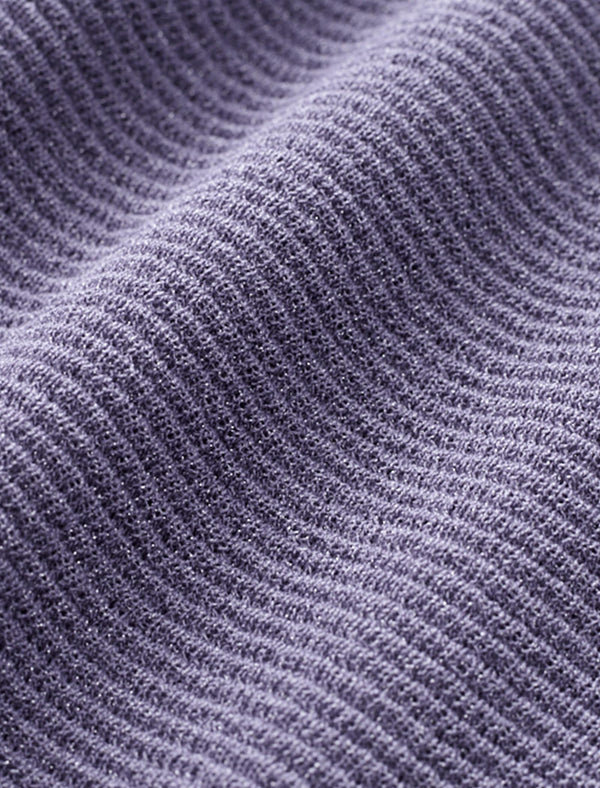 Wavy Texture Scalloped Cuffs Knitted Pullover