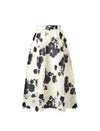 High Waist Floral Jacquard A Line Midi Skirt