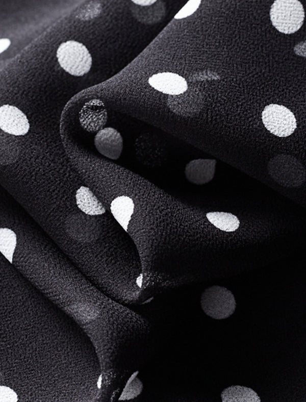 Polka Dots Bow Tie Ruffle Sleeve Blouse